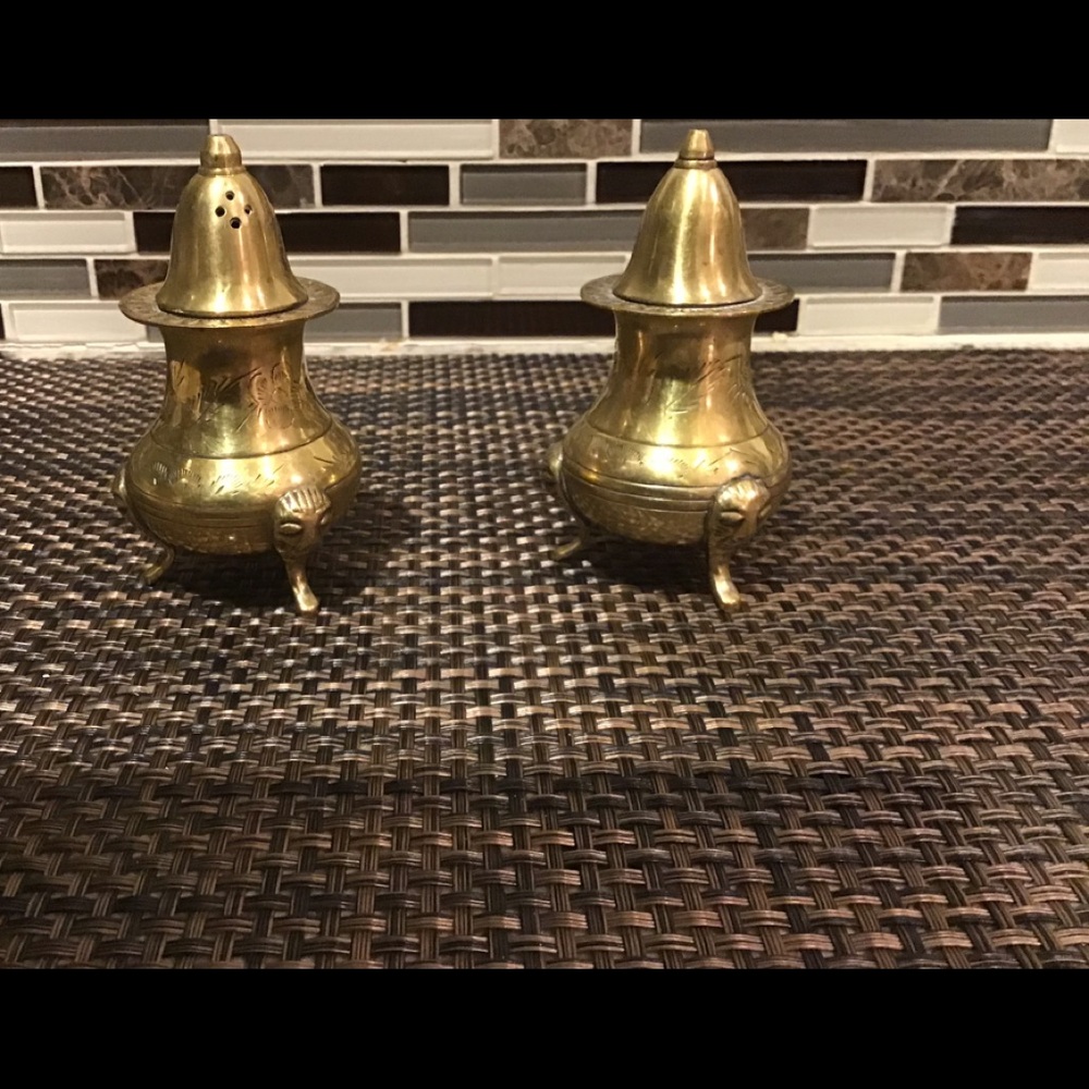 Brass Bronze 3 7/8” Salt and Pepper Shaker Set